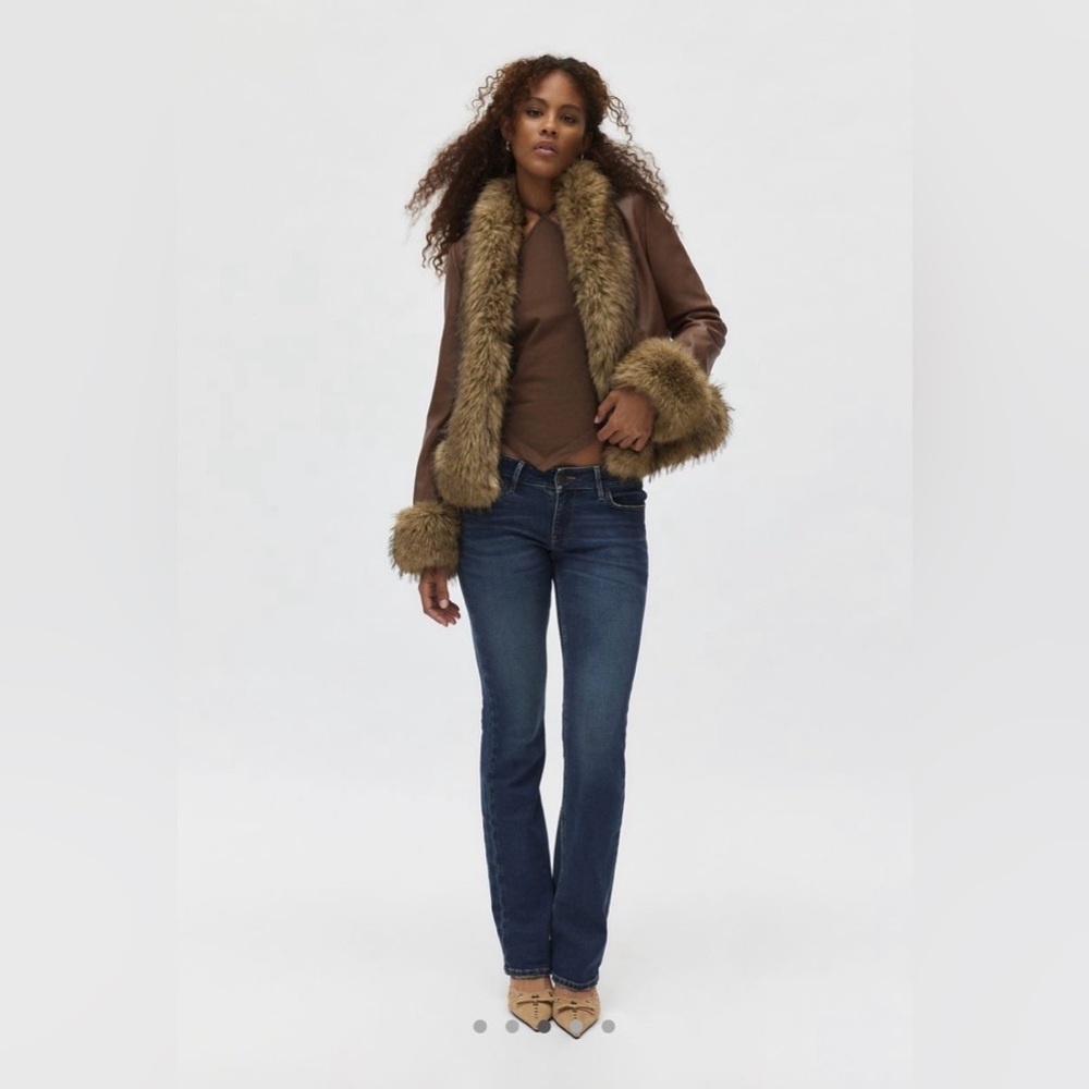 🔥NWT🔥 Silence + Noise Faux Fur Trim Jacket, Size L, Brown